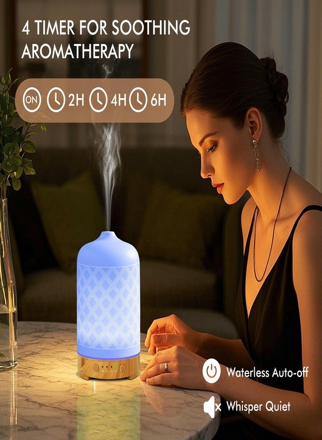 EQUSUPRO Essential Oil Diffuser 200ml-Ultrasonic Aroma Diffuser with 4 Timers, Aromatherapy Diffuser 7 Color LED Lights with Auto Shut-Off Protection for Home Office Yoga Gift (Ceramic White) - Image 4